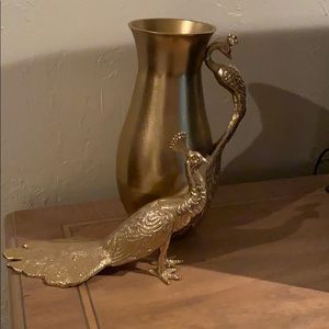 Peacock vase and statue both pieces included sold